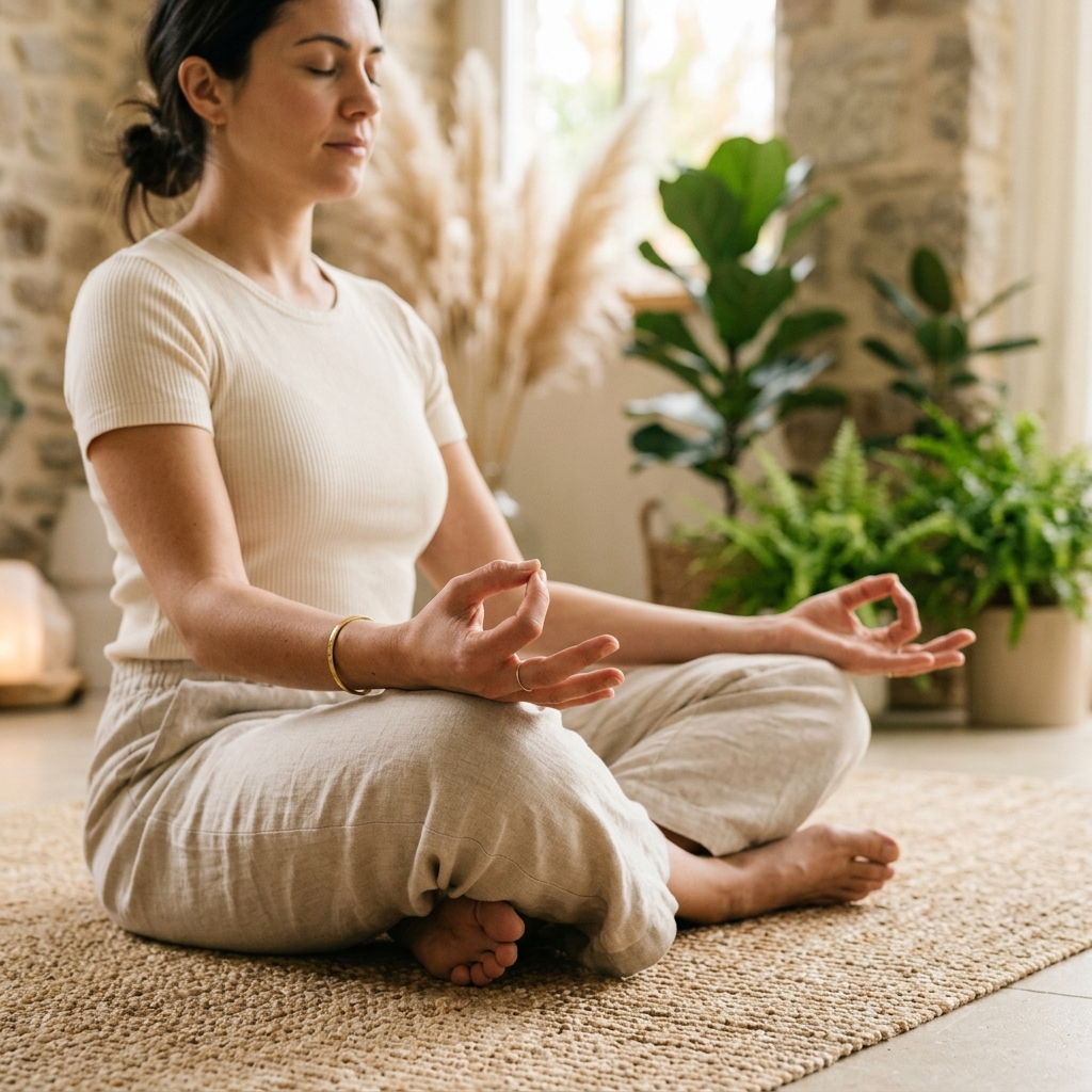 Yoga practitioner sitting in meditation